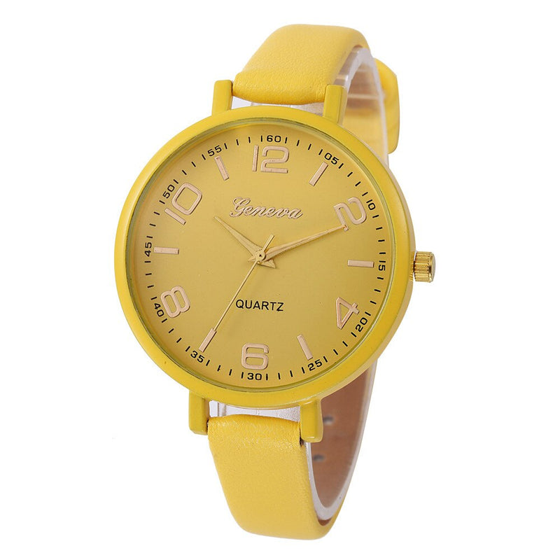 New Geneva Fashion Women Watches Hot Sale Leather Belt Bracelet Simple Dropshipping Digital steel dial Quartz Wrist Female Clock