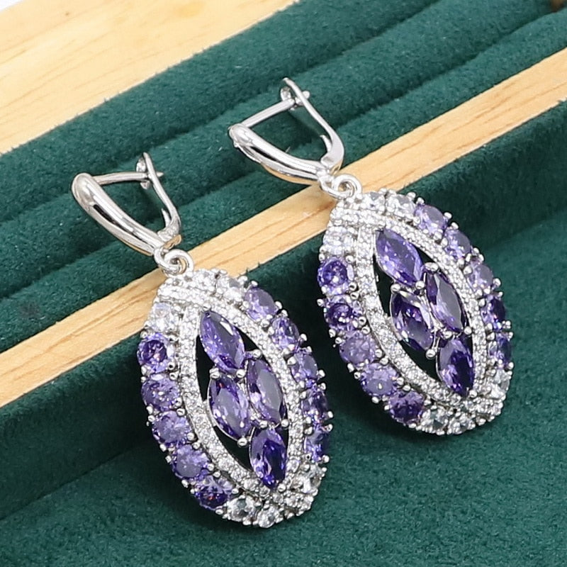 Sterling Silver Purple Amethyst Jewelry Set for Women