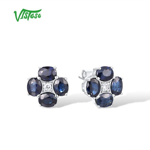 14K Gold Emerald Blue Sapphire Ruby Stud Earrings for Women