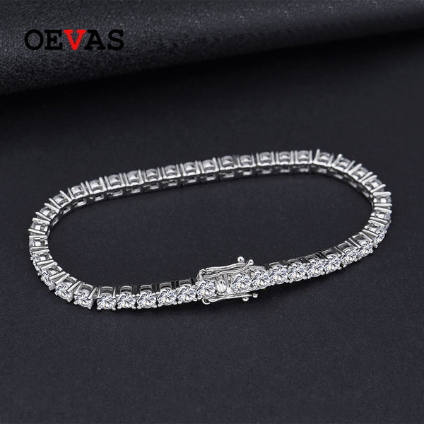 925 Sterling Silver Created Moissanite Gemstone Bangle for Women