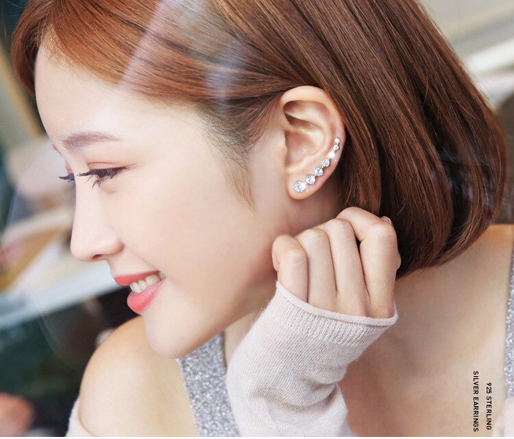 925 Sterling Silver High Quality Super Shiny Zircon Stud Earrings