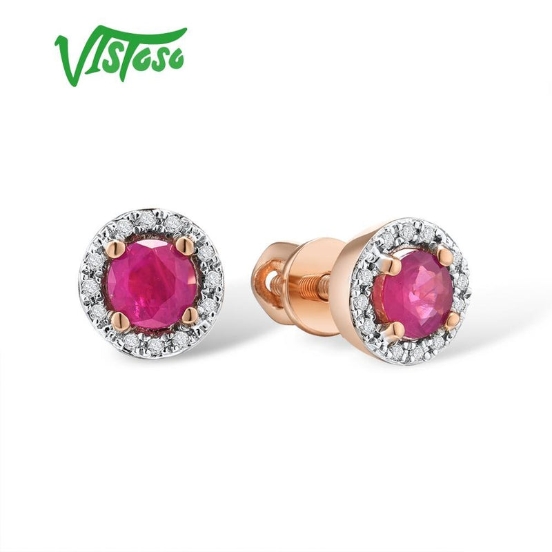 14K Yellow Gold Emerald, Sapphire, and Ruby Stud Earrings for Women