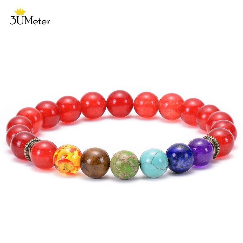 Natural Stone 7 Chakra Tiger Eye Beads Bracelet for Men Women