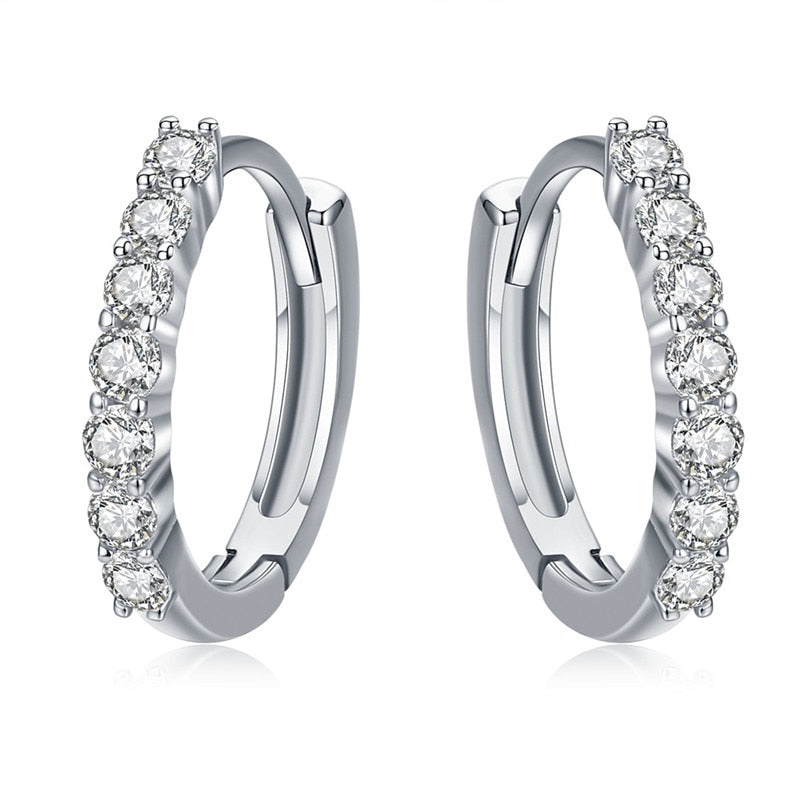 925 Sterling Silver Rose Gold Zircon Hoop Earrings for Women