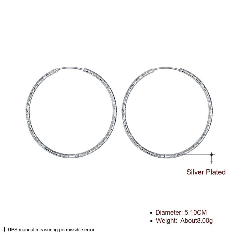 925 Sterling Silver Simple Scrub 3.5cm/5.0cm Hoop Earrings