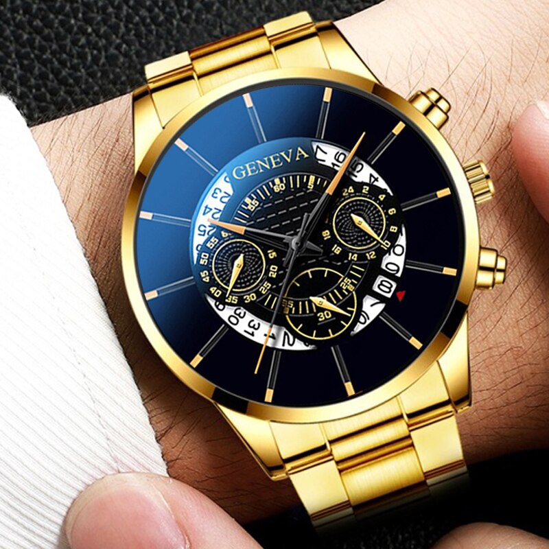 Casual Stainless Steel Sports Calendar Mens Watch