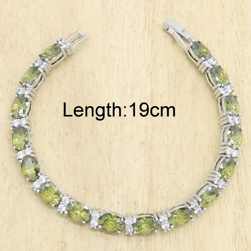 925 Silver Green Peridot Jewelry Set for Women