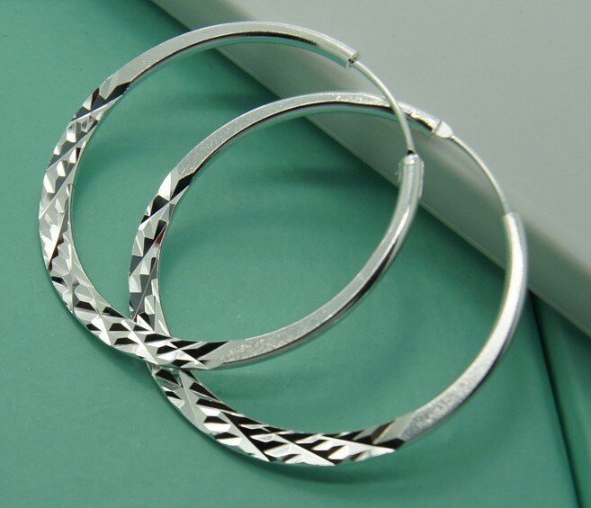 High Quality 5.0cm Hoop Earrings 925 Sterling Silver