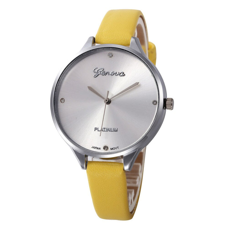 New Geneva Fashion Women Watches Hot Sale Leather Belt Bracelet Simple Dropshipping Digital steel dial Quartz Wrist Female Clock