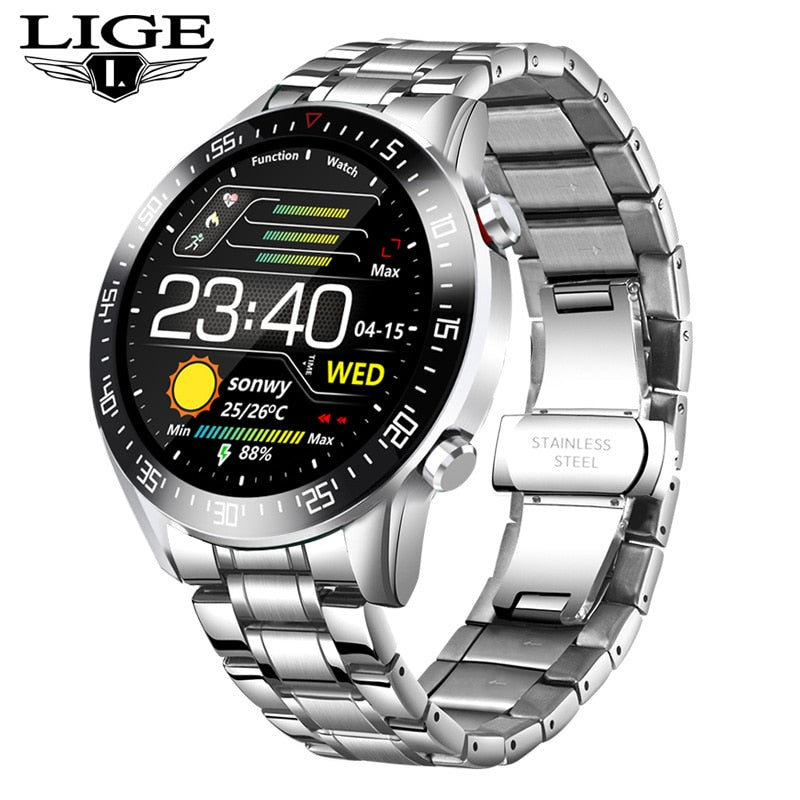 Steel Smartwatch with Full Touch Screen and IP68 Waterproof for Men