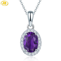 925 Sterling Silver Purple Amethyst Pendant Necklace for Women