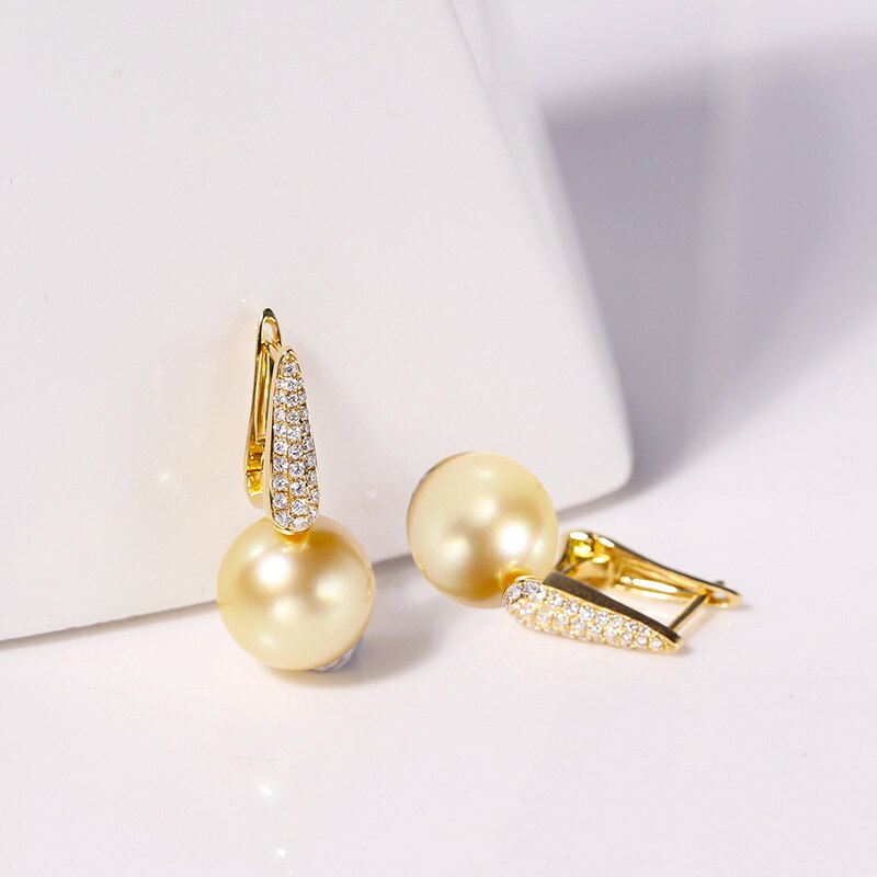 MADALENA SARARA 18K Gold Natural Southsea Golden High-Quality Pearl Stud Earrings