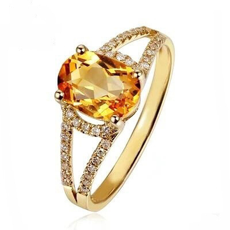 Bali Jelry Classic 925 Silver Rings Jewelry Oval Shaped Citrine Zircon Gemstones Accessories for Women Wedding Engagement Ring