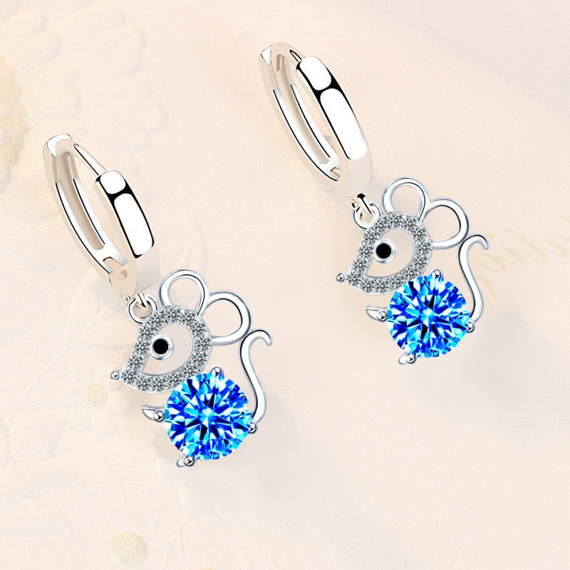 NEHZY 925 Sterling Silver New Woman Fashion Jewelry Earrings Zircon Crystal Mouse Long Tassel Hollow Retro Hook Earrings