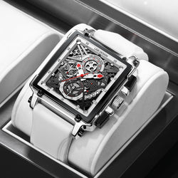 Stainless Steel Quartz Square Date Watch for Men