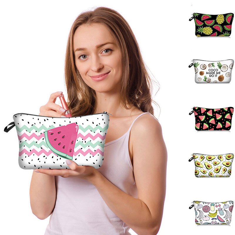New Makeup Bags Women Cosmetic Bag Printing Neceser Cosmetics Pouchs For Travel Make Up Bag Cute Fruit Print Bag Accessories