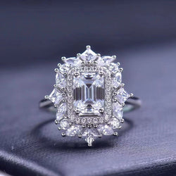 925 Silver 2.00 ctw Emerald Cut Moissanite Ring for Women