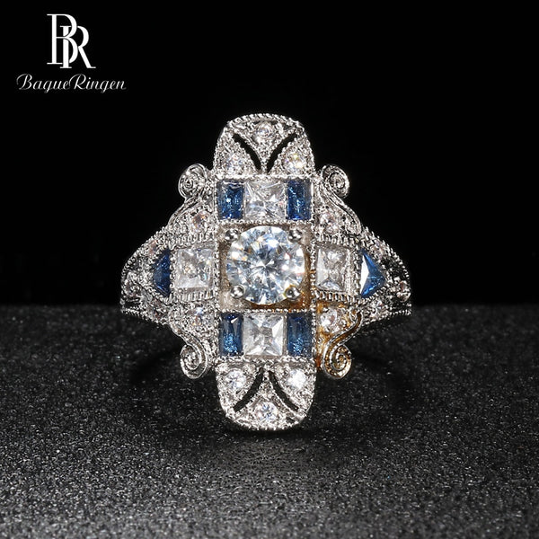 Bague Ringen Geometry Silver 925 Jewelry Gemstones Ring for Women Sapphire Ruby Exaggerated style Female Gift Wholesale Party