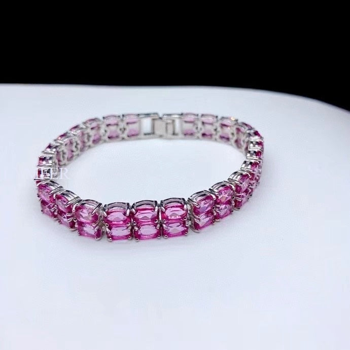 925 Sterling Silver Red Topaz Bracelet for Women