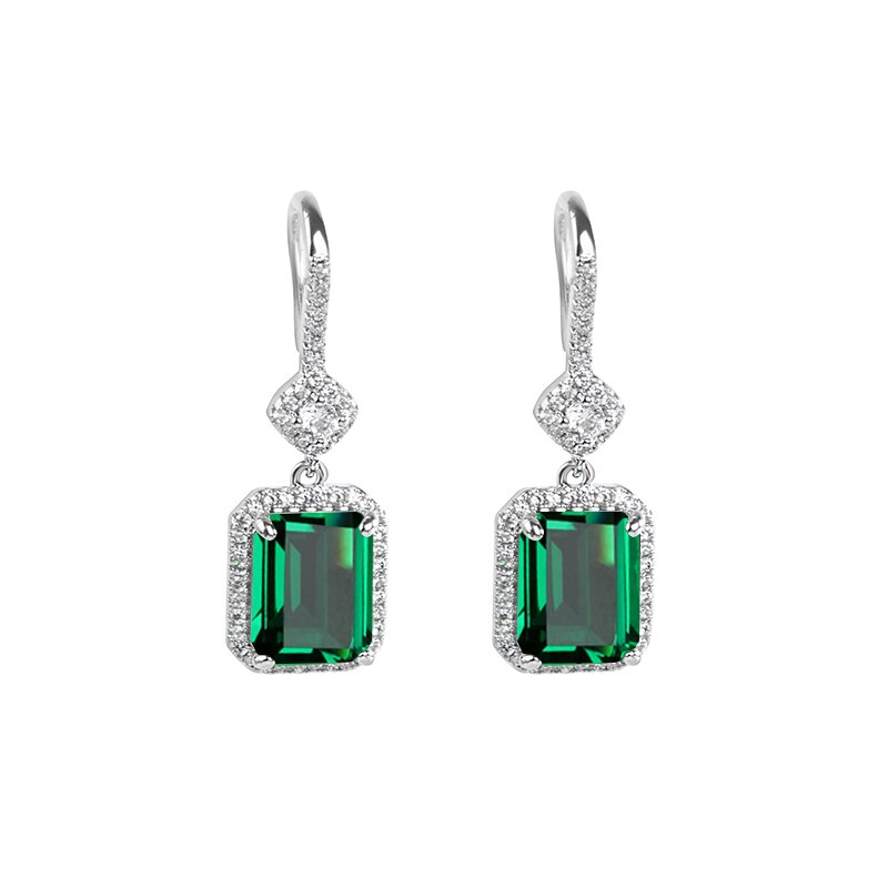 Gold Emerald Paraiba Gemstones 8x10mm Drop Earrings for Women