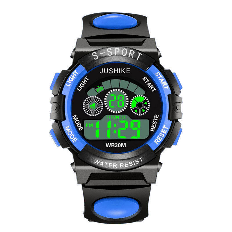 Men Watches Seven Colourful Waterproof Students Multi-function Electronic Sport Luminous Complete Calendar Moon Phase