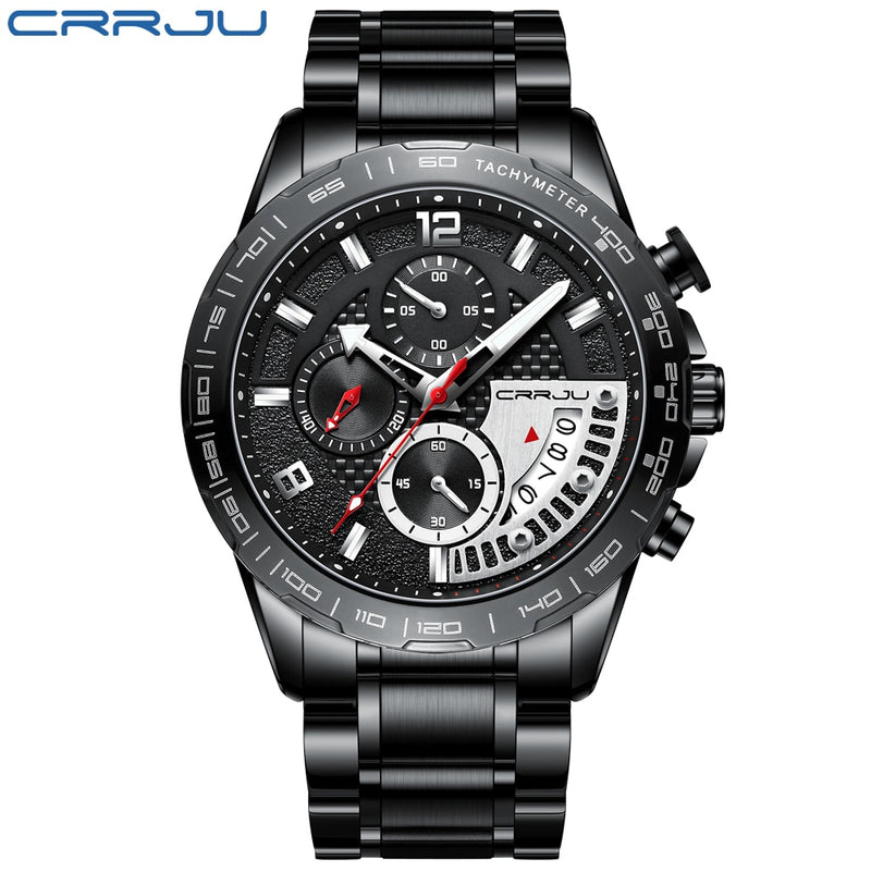Stainless Steel Luminous Waterproof Chronograph Watch for Men