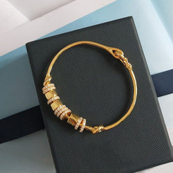 SLJELY 925 Sterling Silver Yellow Gold Color Sliding Multi Circles Rings Fashion Bracelet