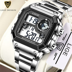 Stainless Steel Digital Military Sport Watch for Men