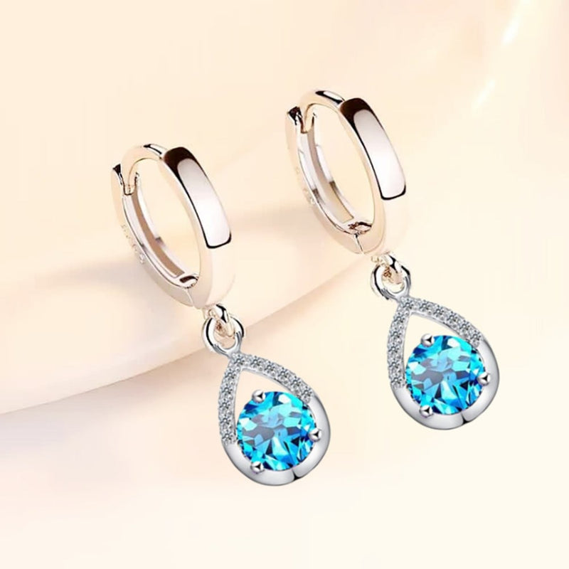 NEHZY 925 sterling silver new womens fashion jewelry earrings pink blue white crystal zircon long tassel drop retro earrings