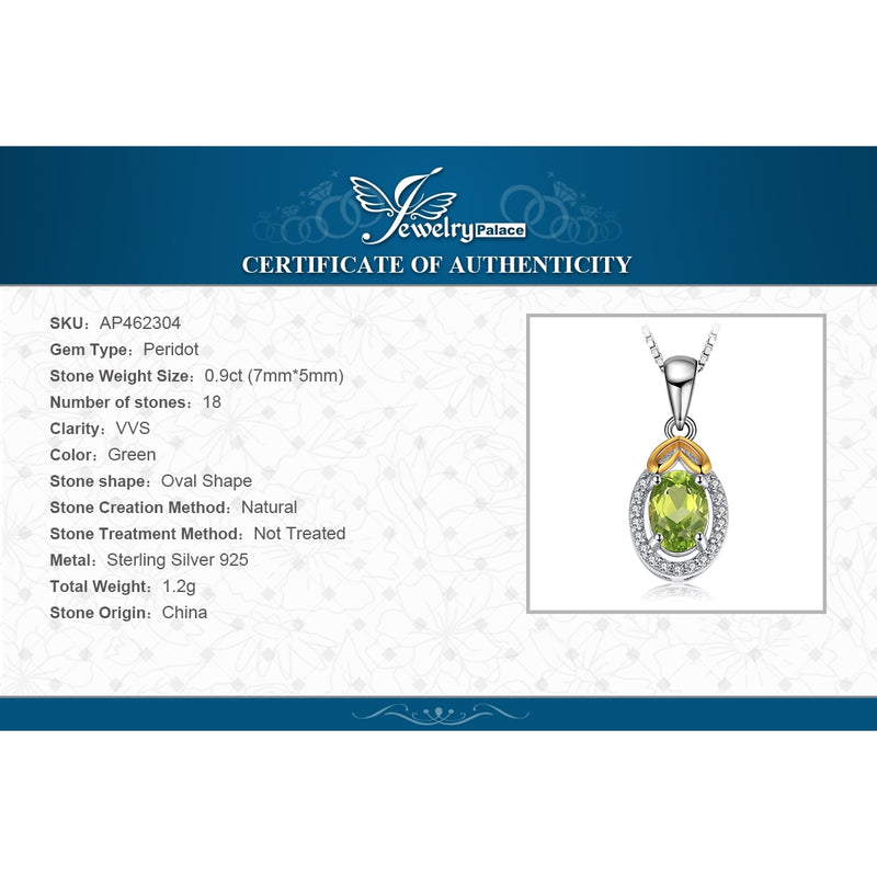 925 Sterling Silver Oval Green Peridot Pendant for Women