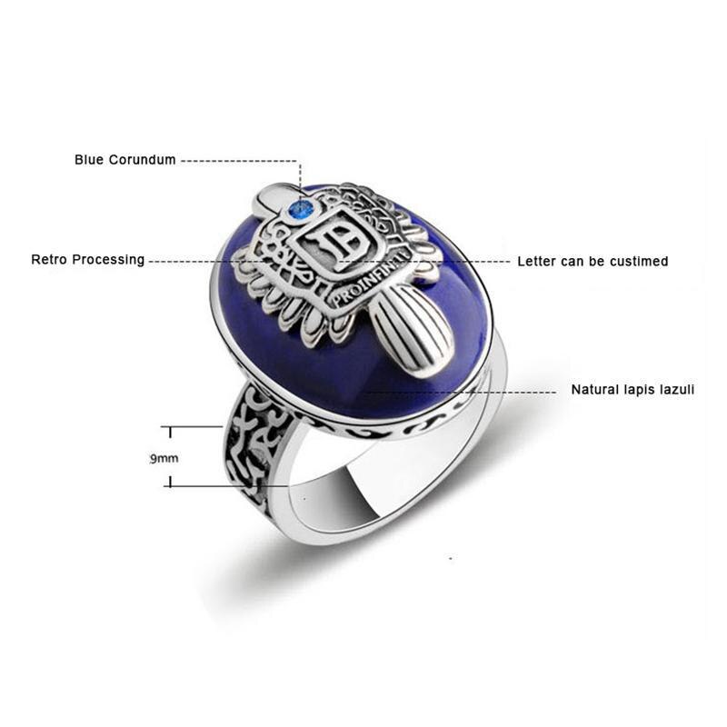 The Vampire Diaries 925 Sterling Silver Lapis Lazuli Gemstone Ring