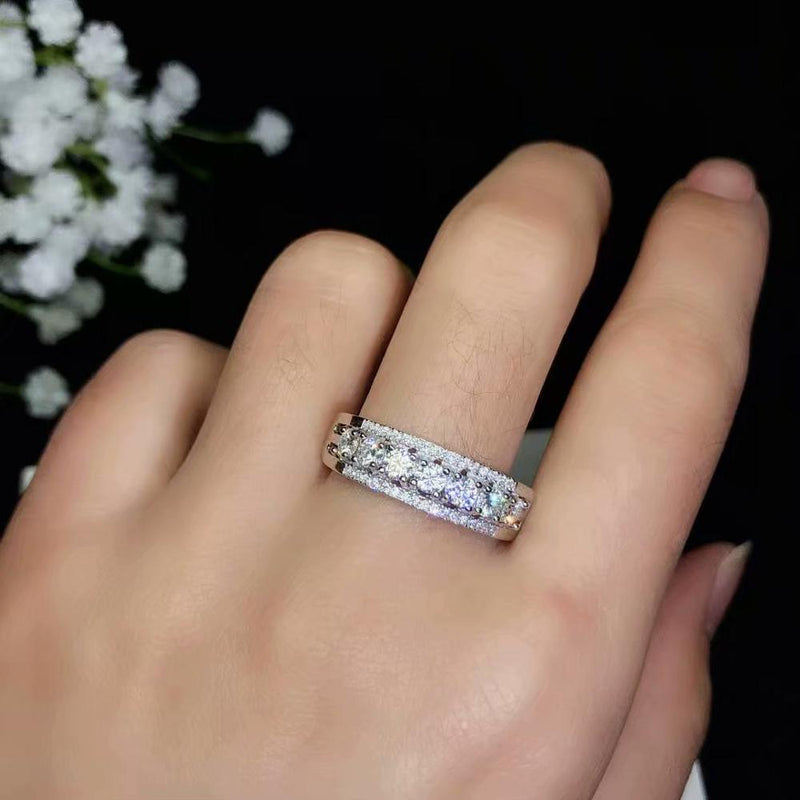 925 Sterling Silver Beautiful Moissanite Diamond Thread Ring