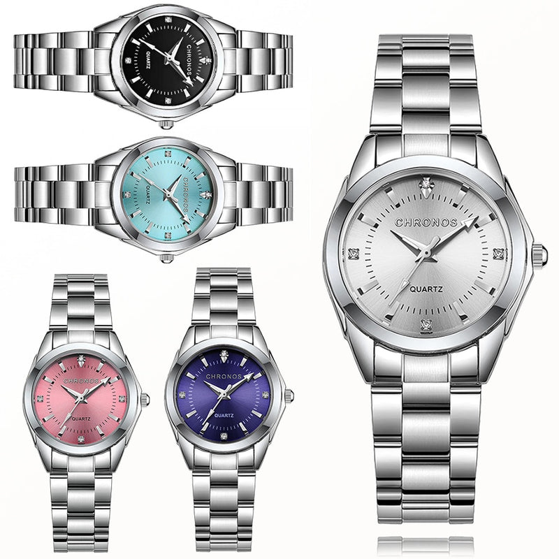CHRONOS Luxury Rhinestone Stainless Steel Quartz Watches