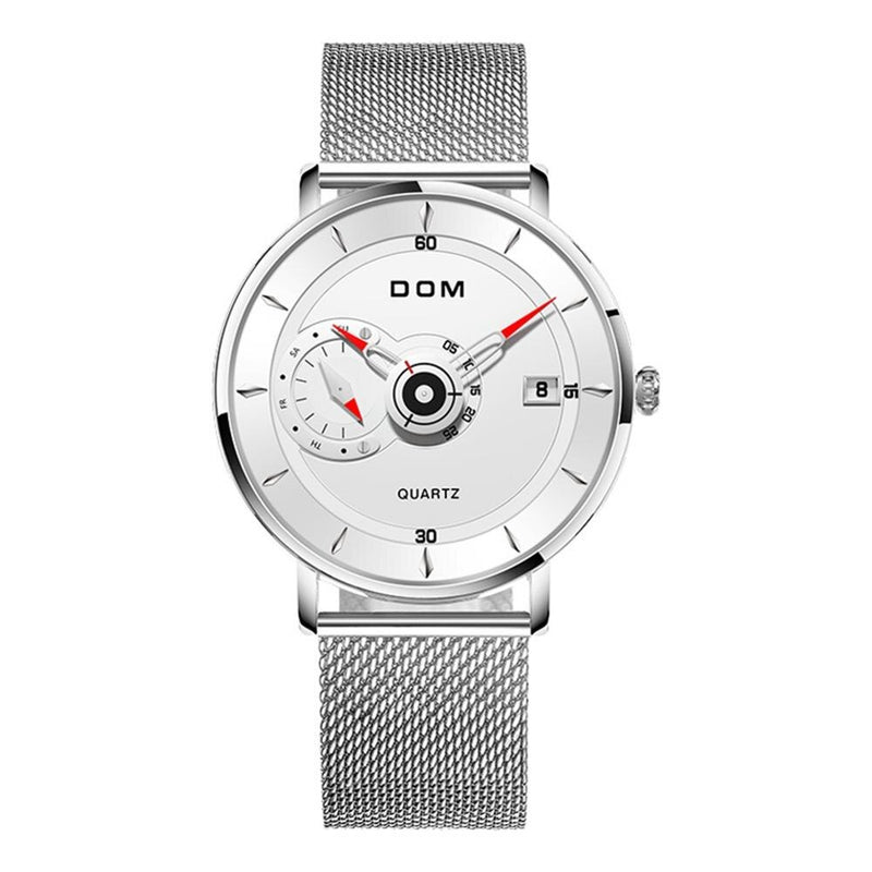 New 2020DOM Mens Watches Brand Men Steel Sports Watches Mens Quartz Black Clock Waterproof Military Watch Clock