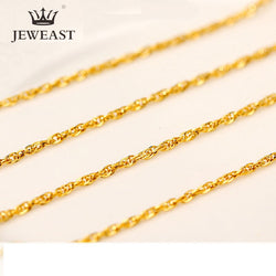 QA 24K Pure Gold Real AU 999 Solid Gold Brightly Simple Upscale Chain Necklace