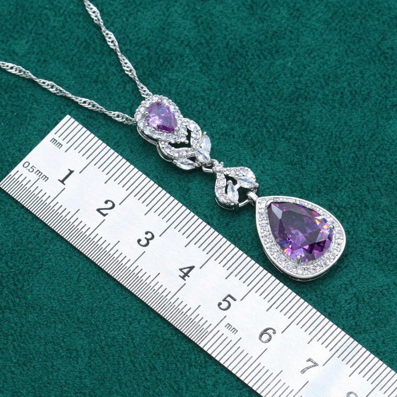 925 Silver Purple Zircon Jewelry Set for Women