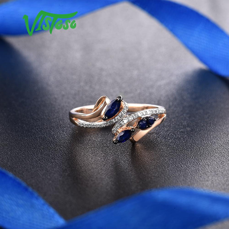 14K Rose Gold Blue Sapphire Ring