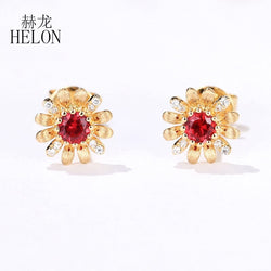 14K Yellow Gold Diamond & Ruby Earrings for Her