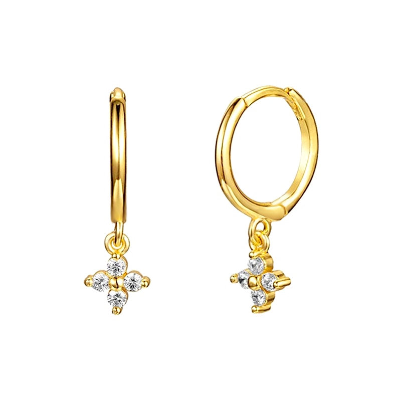 Trendy 925 Sterling Silver Water Drop Rainbow Crystal Hoop Earrings