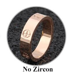 Rose Gold Stainless Steel Ring with Cross and Stone for Women Men
