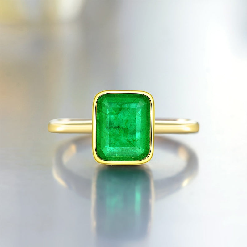 Shipei Vintage 925 Sterling Silver Asscher Emerald Gemstone Wedding Fine Jewelry Engagement 18K Yellow Gold Ring For Women