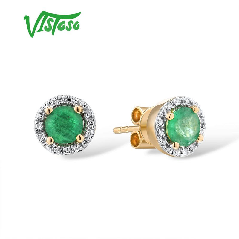 14K Yellow Gold Emerald, Sapphire, and Ruby Stud Earrings for Women