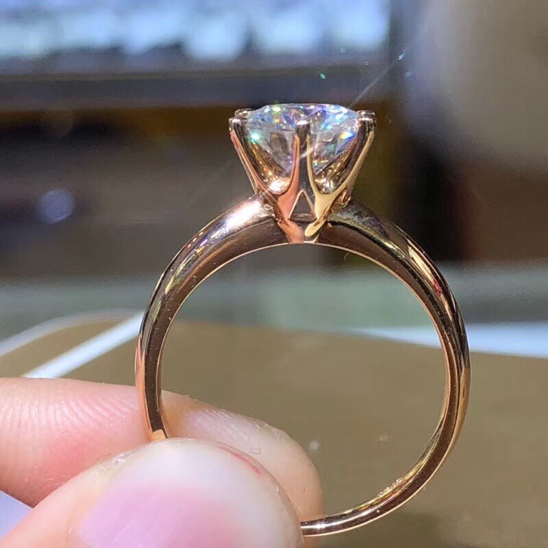 YANHUI 18K RGP Stamp Pure Solid White/Yellow/Rose Gold 2.0ct Lab Diamond Solitaire Ring