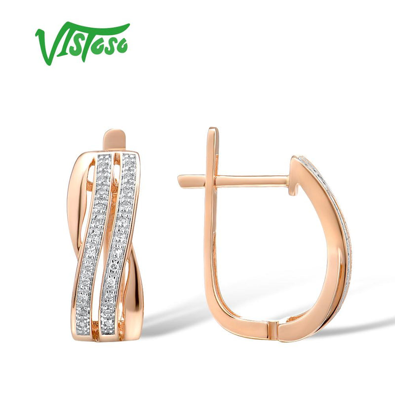 14K Rose Gold Diamond Earrings for Her