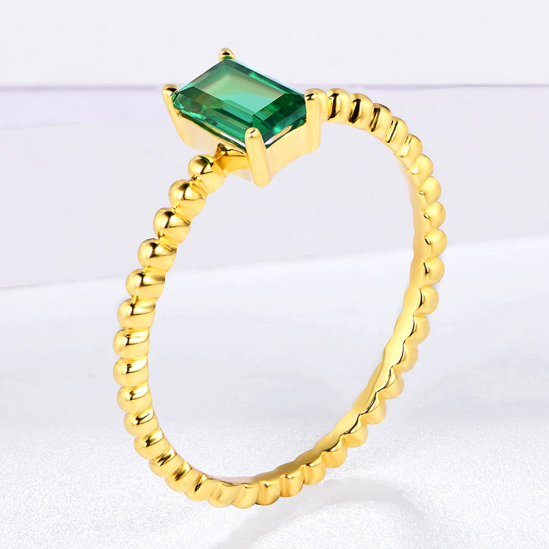 New Arrival Solid 925 Sterling Silver Rings for Women 6x4MM Emerald Gemstone Party 18K Yellow Gold Color Fine Jewelry Ring