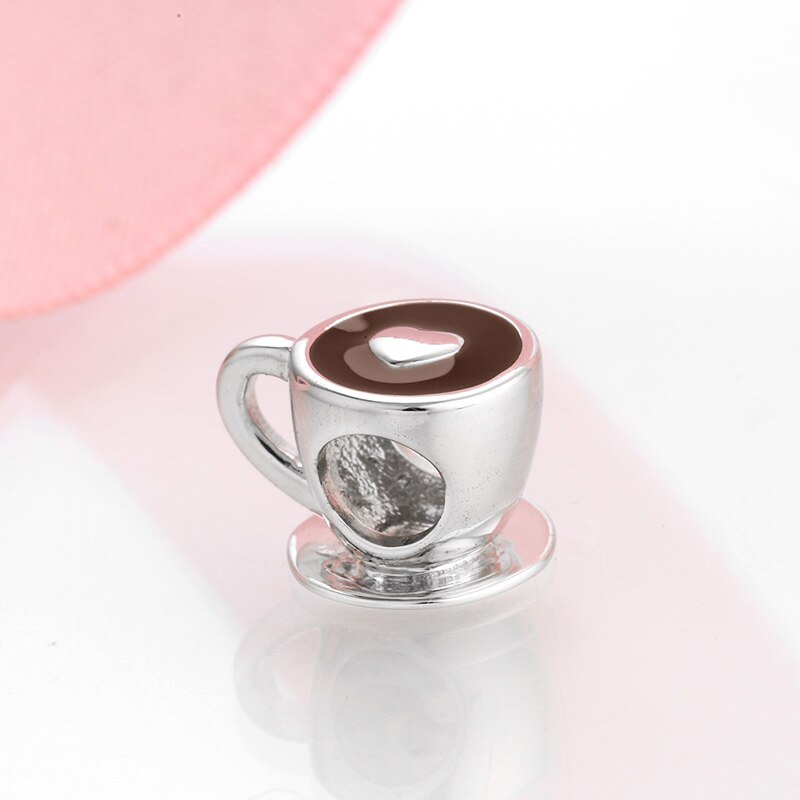 925 Sterling Silver Coffee Cup Bead Fits Original Pandora Charms Bracelet
