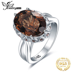 925 Sterling Silver Smoky Quartz 5.7ct Oval Cocktail Ring for Women