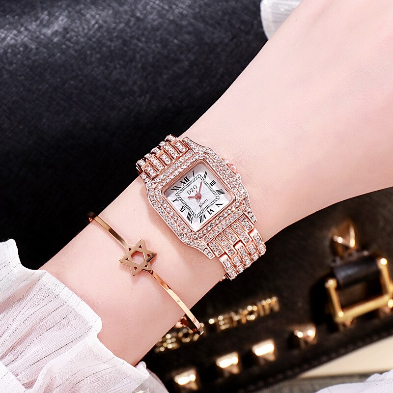 Sterling Silver 0.50ctw Diamond Square Dial Quartz Watch for Women