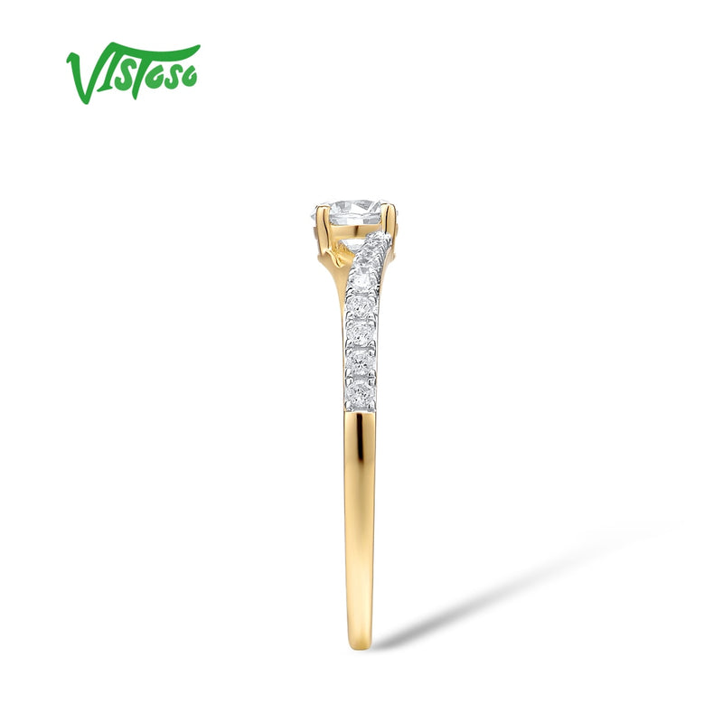 9K Yellow Gold Sparkling White CZ Promise Ring for Women