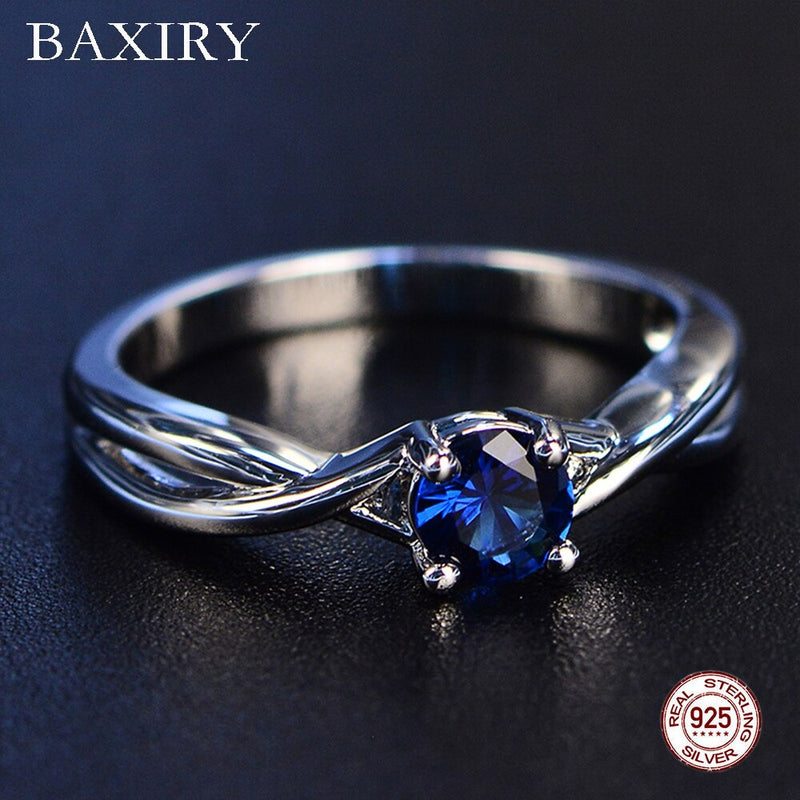 Trendy 925 Sterling Silver Blue Sapphire Amethyst Aquamarine Gemstones Ring